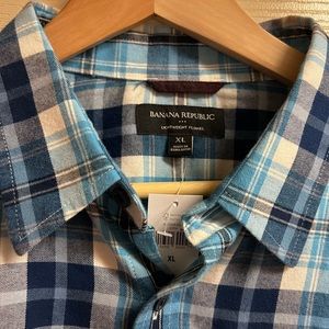 Banana Republic Blue Plaid Shirt XL